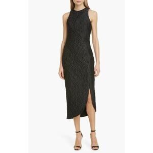 Brandon Maxwell Sleeveless Jacquard Leopard Print Dress in black Small $1695